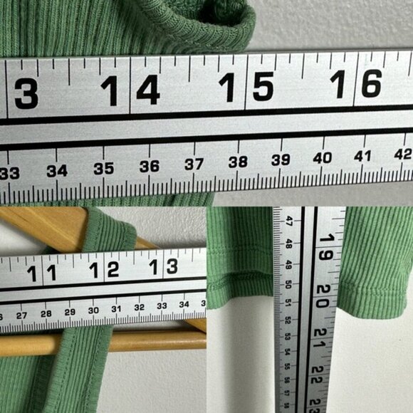 Sezane Green Kira Ribbed Tank Top Organic Cotton Lyocell Size XS Minimal French - Picture 10 of 10